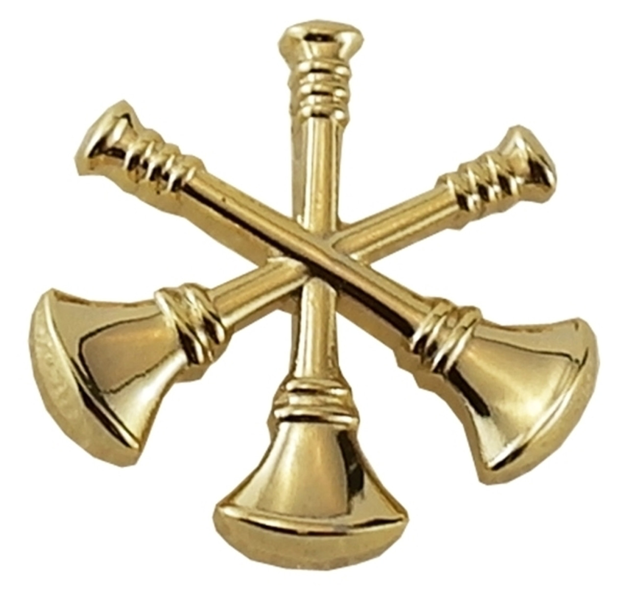 M/1129-GF metal 3-crossed bugle gold assistant chief (pair)